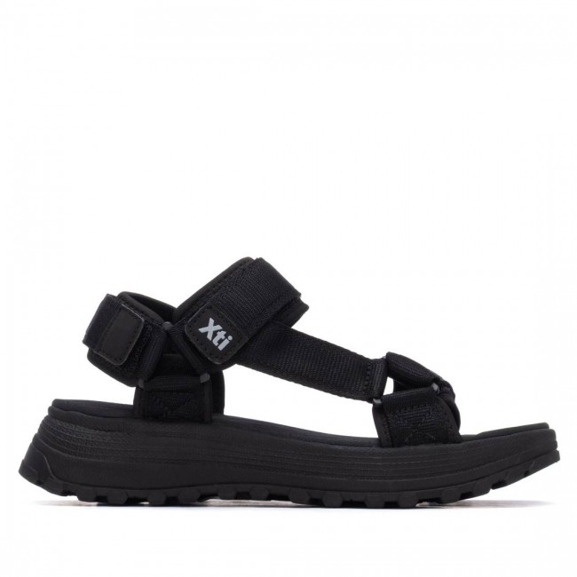 XTI 145181 Black Γυναικεία Flat Σανδάλια