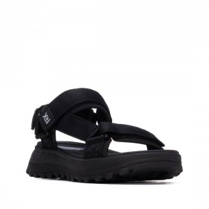 XTI 145181 Black Γυναικεία Flat Σανδάλια