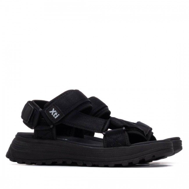 XTI 145181 Black Γυναικεία Flat Σανδάλια
