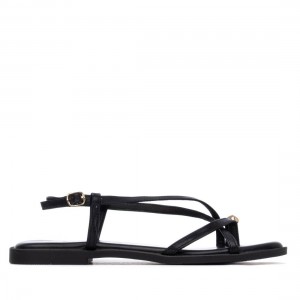 XTI 145358 Black Γυναικεία Flat Σανδάλια