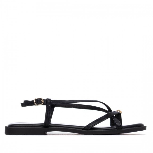 XTI 145358 Black Γυναικεία Flat Σανδάλια