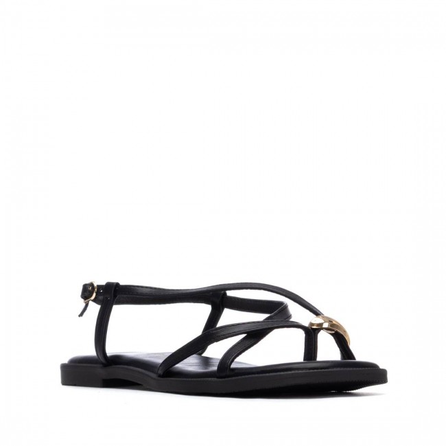 XTI 145358 Black Γυναικεία Flat Σανδάλια