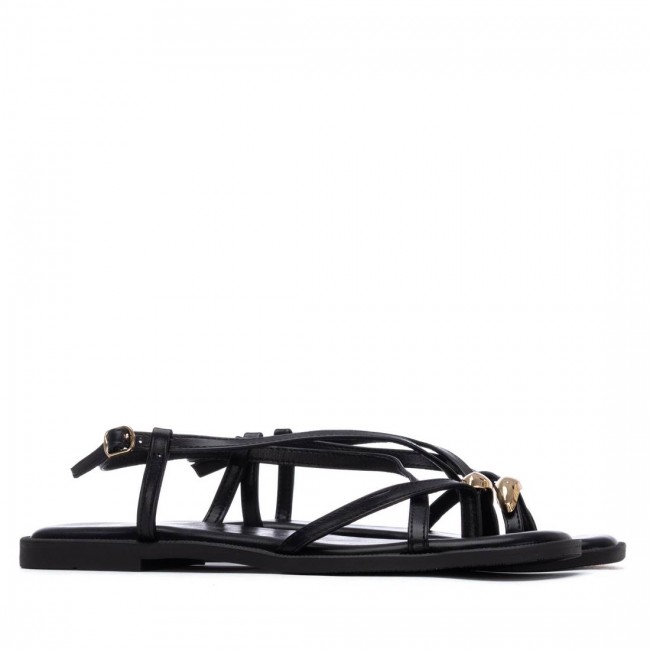 XTI 145358 Black Γυναικεία Flat Σανδάλια