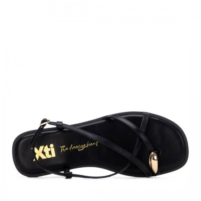 XTI 145358 Black Γυναικεία Flat Σανδάλια