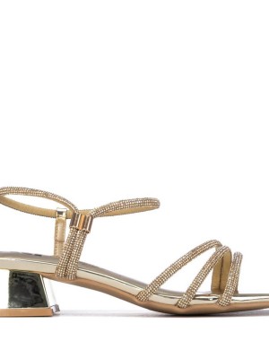 XTI 145425 Gold Γυναικεία Πέδιλα