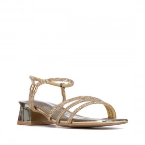 XTI 145425 Gold Γυναικεία Πέδιλα