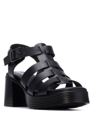 Refresh 175095 Black Γυναικεία Πέδιλα με Τακούνι