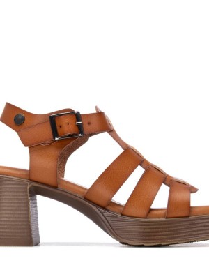 Refresh 175095 Camel Γυναικεία Πέδιλα με Τακούνι