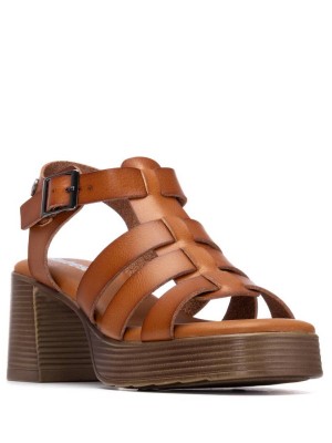 Refresh 175095 Camel Γυναικεία Πέδιλα με Τακούνι