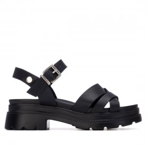 Refresh 175158 Black Γυναικεία Flat Σανδάλια