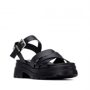 Refresh 175158 Black Γυναικεία Flat Σανδάλια