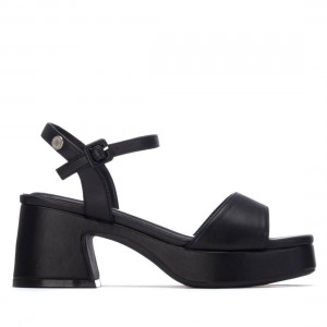 Refresh 175251 Black Γυναικεία Πέδιλα με Τακούνι