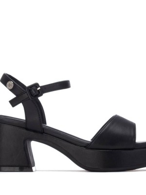 Refresh 175251 Black Γυναικεία Πέδιλα με Τακούνι