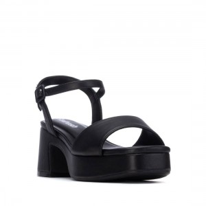 Refresh 175251 Black Γυναικεία Πέδιλα με Τακούνι