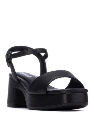 Refresh 175251 Black Γυναικεία Πέδιλα με Τακούνι