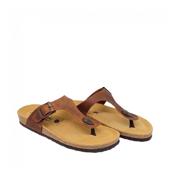 Plakton 181671 Roble Γυναικεία Ανατομικά Δερμάτινα Σανδάλια