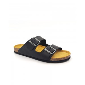 Plakton 175857 Black Ανδρικά Ανατομικά Δερμάτινα Σανδάλια