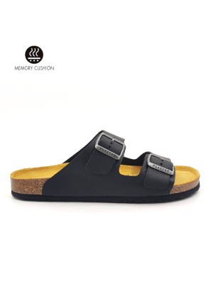 Plakton 175857 Black Ανδρικά Ανατομικά Δερμάτινα Σανδάλια