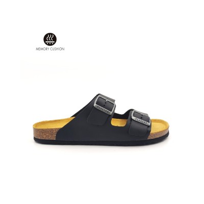 Plakton 175857 Black Ανδρικά Ανατομικά Δερμάτινα Σανδάλια