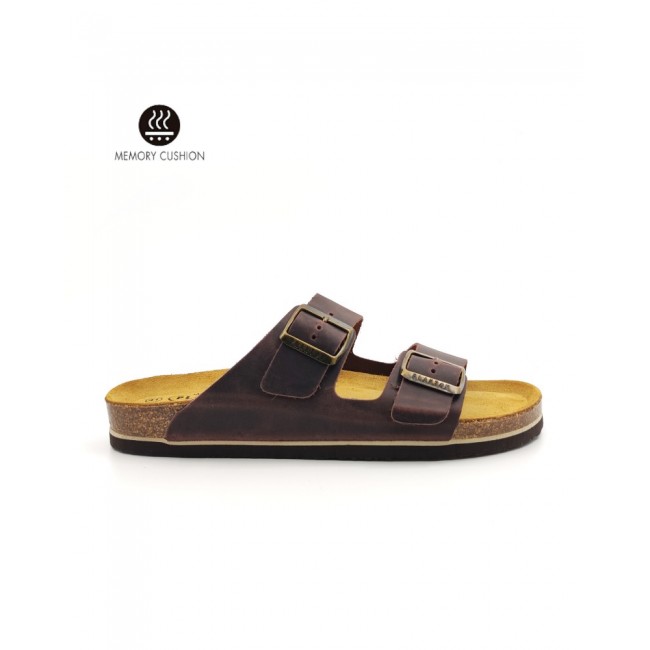 Plakton 175857 Marron Ανδρικά Ανατομικά Δερμάτινα Σανδάλια
