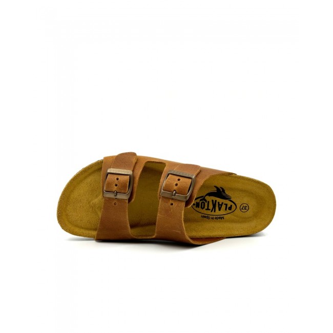 Plakton 180010 Roble Γυναικεία Ανατομικά Δερμάτινα Σανδάλια