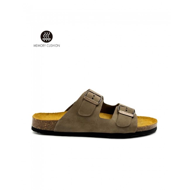 Plakton 180010 Kaki Γυναικεία Ανατομικά Δερμάτινα Σανδάλια