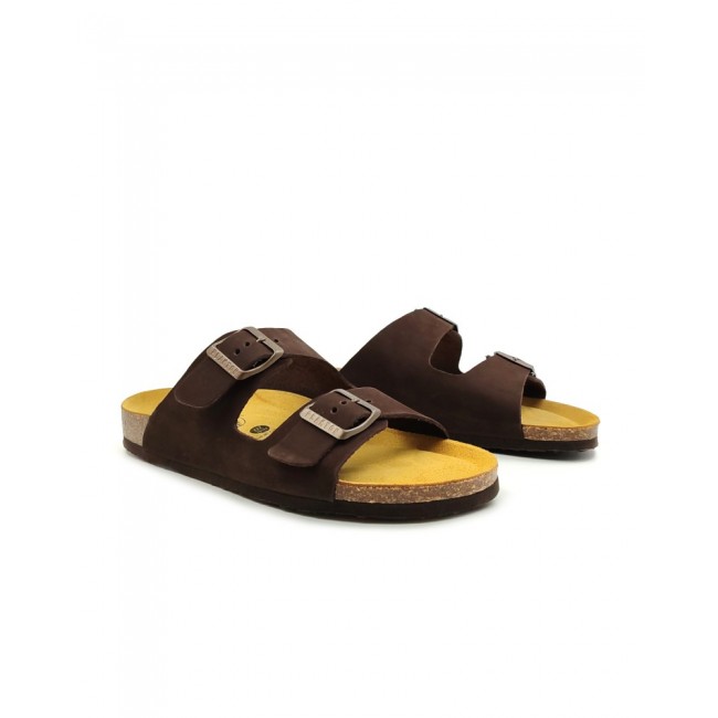 Plakton 180010 Marron Γυναικεία Ανατομικά Δερμάτινα Σανδάλια