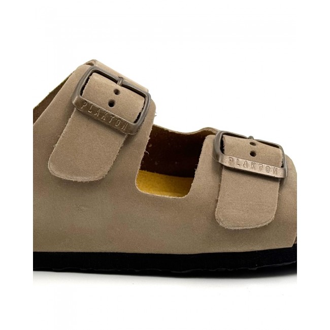 Plakton 180010 Taupe Γυναικεία Ανατομικά Δερμάτινα Σανδάλια