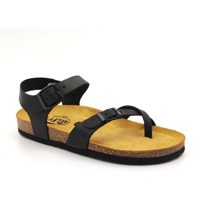 Plakton 181016 Black Γυναικεία Ανατομικά Δερμάτινα Σανδάλια