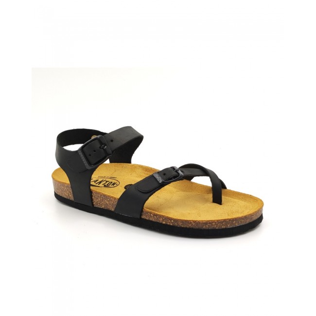 Plakton 181016 Black Γυναικεία Ανατομικά Δερμάτινα Σανδάλια