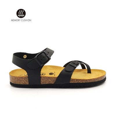 Plakton 181016 Black Γυναικεία Ανατομικά Δερμάτινα Σανδάλια