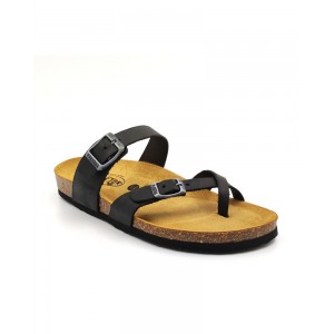 Plakton 181032 Black Γυναικεία Ανατομικά Δερμάτινα Σανδάλια