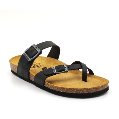 Plakton 181032 Black Γυναικεία Ανατομικά Δερμάτινα Σανδάλια
