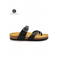 Plakton 181032 Black Γυναικεία Ανατομικά Δερμάτινα Σανδάλια