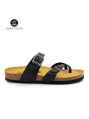 Plakton 181032 Black Γυναικεία Ανατομικά Δερμάτινα Σανδάλια