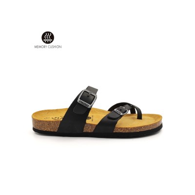 Plakton 181032 Black Γυναικεία Ανατομικά Δερμάτινα Σανδάλια
