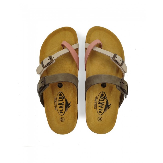 Plakton 181032 Maquillage / Hielo / Kaki Γυναικεία Ανατομικά Δερμάτινα Σανδάλια