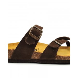 Plakton 181032 Marron Γυναικεία Ανατομικά Δερμάτινα Σανδάλια