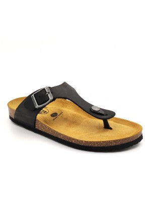 Plakton 181671 Black Γυναικεία Ανατομικά Δερμάτινα Σανδάλια