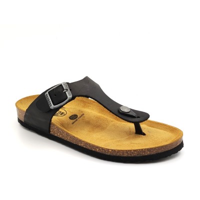 Plakton 181671 Black Γυναικεία Ανατομικά Δερμάτινα Σανδάλια