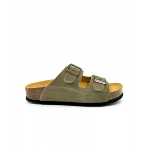 Plakton 340010 Light Kaki Γυναικεία Ανατομικά Δερμάτινα Σανδάλια