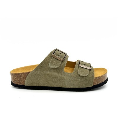 Plakton 340010 Light Kaki Γυναικεία Ανατομικά Δερμάτινα Σανδάλια