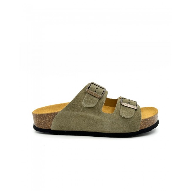 Plakton 340010 Light Kaki Γυναικεία Ανατομικά Δερμάτινα Σανδάλια