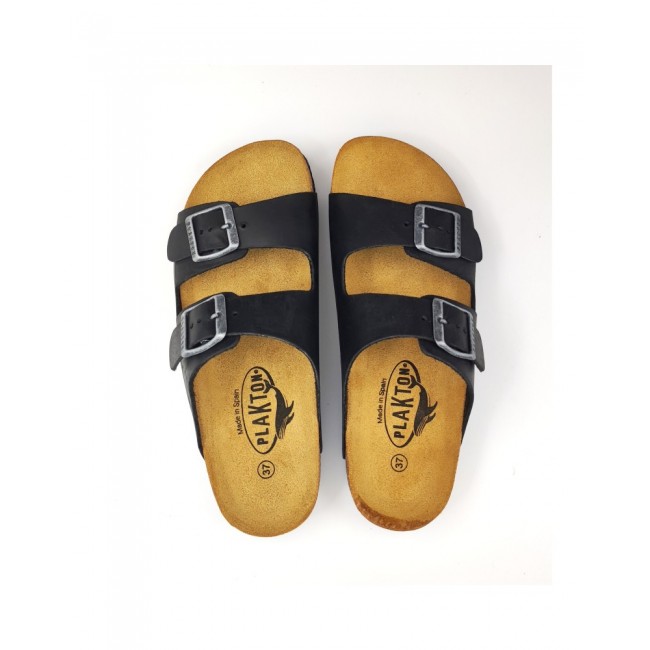 Plakton 340010 Apure Negro Γυναικεία Ανατομικά Δερμάτινα Σανδάλια