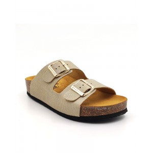 Plakton 340010 Platino Γυναικεία Ανατομικά Δερμάτινα Σανδάλια