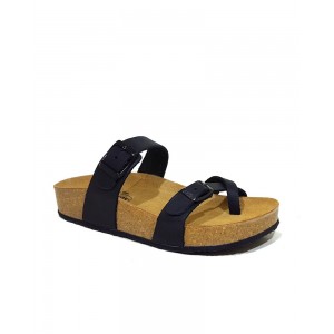 Plakton 341032 Black Γυναικεία Ανατομικά Δερμάτινα Σανδάλια