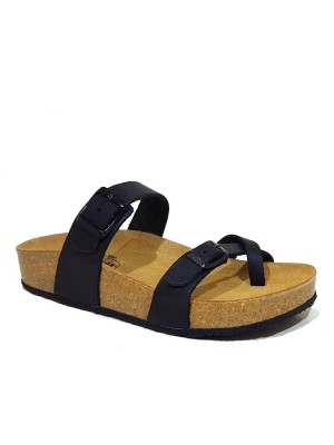 Plakton 341032 Black Γυναικεία Ανατομικά Δερμάτινα Σανδάλια