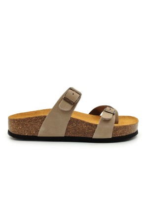Plakton 341032 Taupe Γυναικεία Ανατομικά Δερμάτινα Σανδάλια
