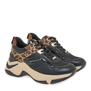 Renato Garini Sneakers 164 ΜΑΥΡΟ ΛΕΟΠΑΡ ΜΠΡΟΝΖΕ