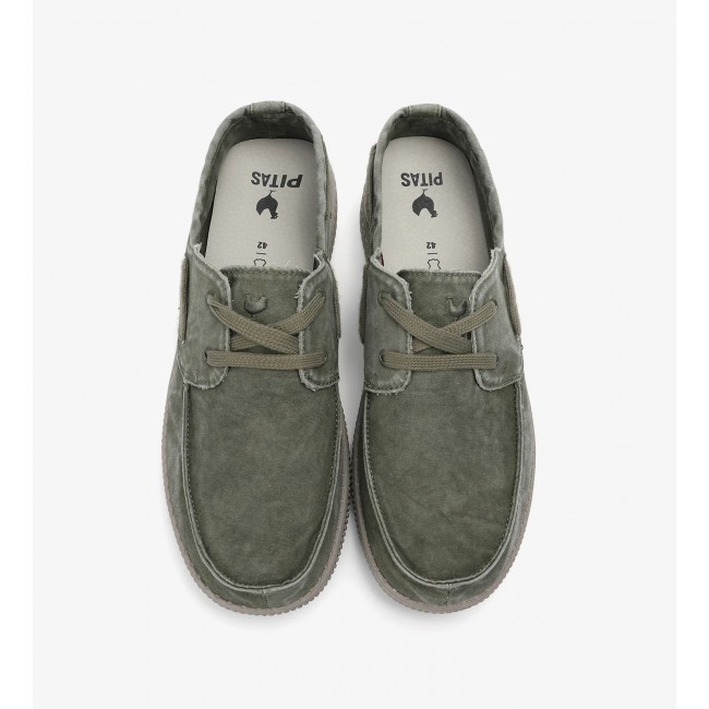 Pitas WP150 Washed Boat Shoes Kaki Ανδρικά Boat Shoes